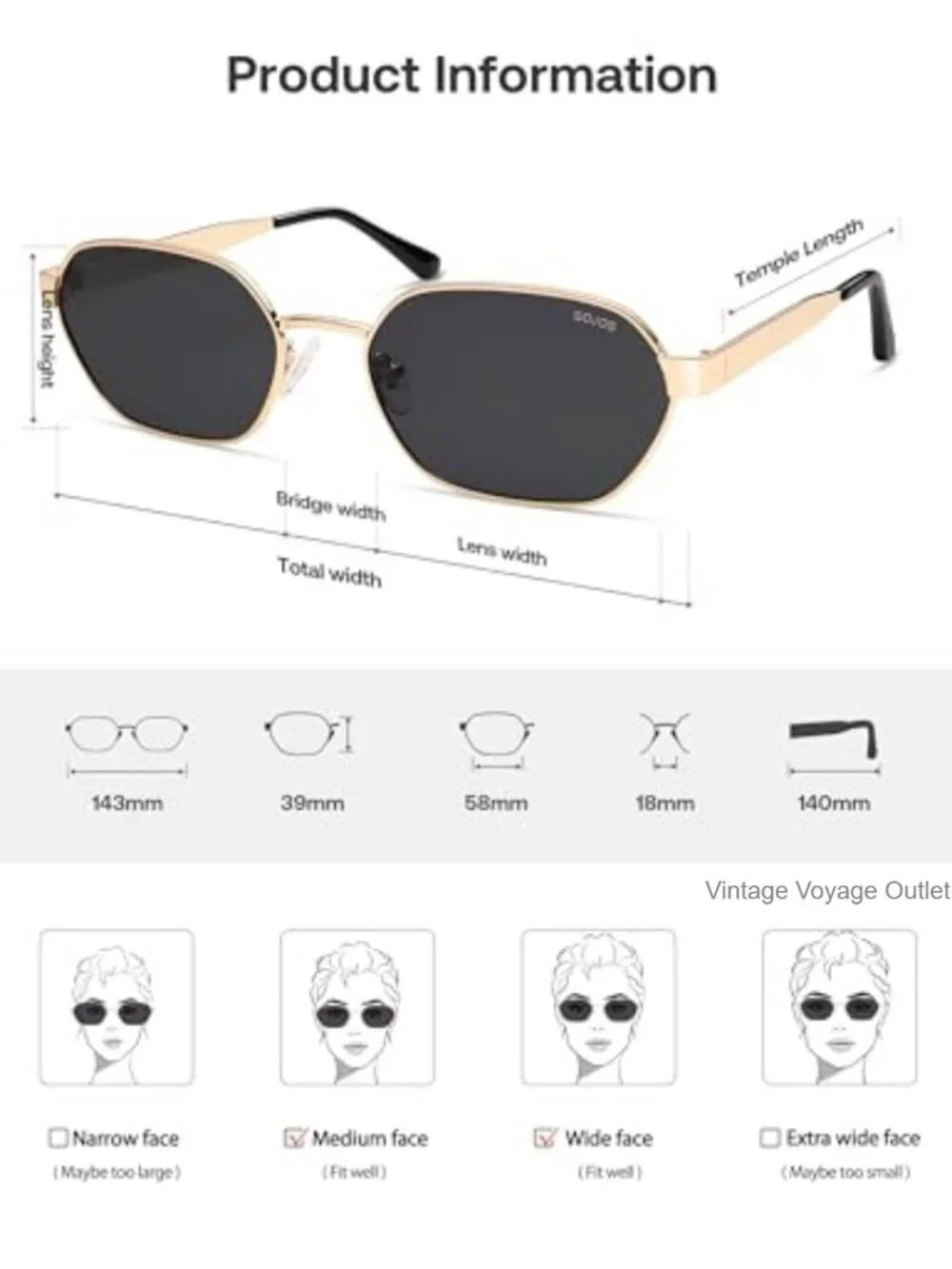 Polarized Hexagon Metal Frame Sunglasses UV400 Protection Unisex